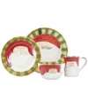 Vietri Old St. Nick Striped Hat 4 Piece Place Setting In Red