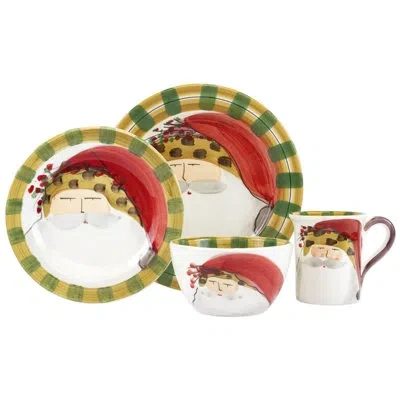 Vietri Old St. Nick Animal Hat Four-piece Place Setting In Green,red,white