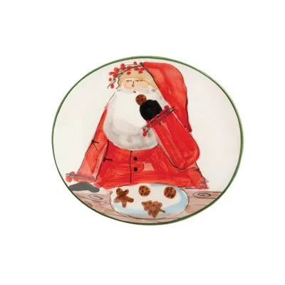 Vietri Old St. Nick Cookie Plate In Brown;red;ivory