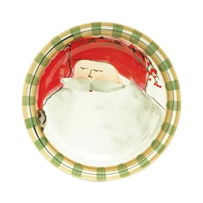 Vietri Old St. Nick Dinner Plate - Red Hat In Green;red