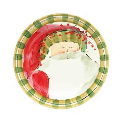 Vietri Old St. Nick Dinner Plate - Striped Hat In Green;red;yellow