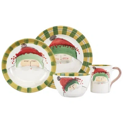 Vietri Old St. Nick Green Hat Four-piece Place Setting In Green,red,white