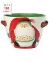 Vietri Old St. Nick Handled Deep Serving Bowl With Popcorn In Multicolor
