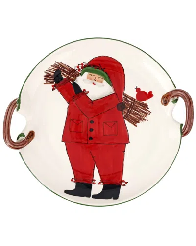 Vietri Old St. Nick Handled Round Platter With Sticks In Multi