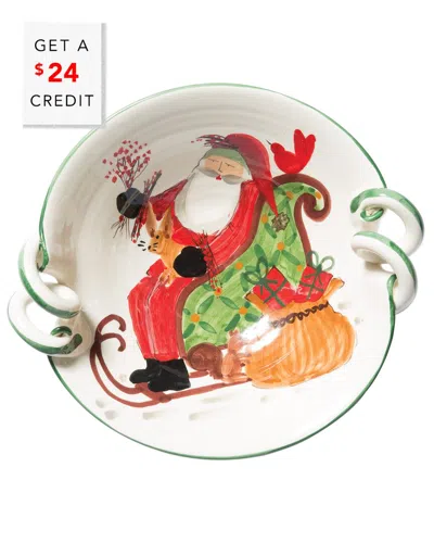 Vietri Old St. Nick Handled Scallop Bowl With Sleigh With $24 Credit In Multi