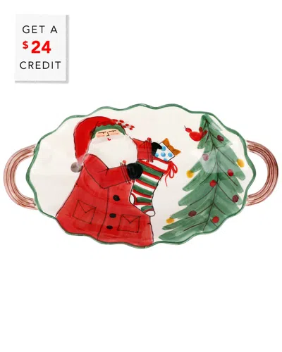 Vietri Old St. Nick Handled Scalloped Oval Bowl With $24 Credit