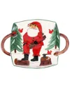 Vietri Old St. Nick Handled Square Platter In Multi