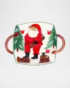 Vietri Old St. Nick Handled Square Platter In Multi