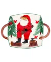 Vietri Old St. Nick Handled Square Platter In Red