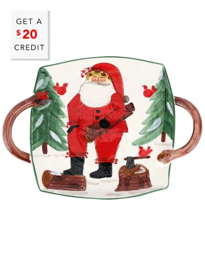 Vietri Old St. Nick Handled Square Platter With $20 Credit In Red