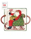 Vietri Old St. Nick Handled Square Platter In Multi