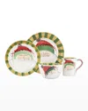 Vietri Old St. Nick Animal Hat 4 Piece Place Setting In Green