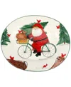 Vietri Old St. Nick Bicycle Oval Platter In Multi Color
