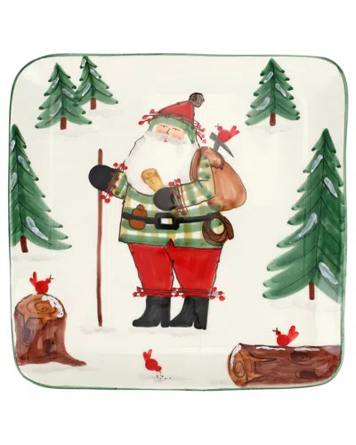 Vietri Old St. Nick Large Square Platter With Hiker With $23 Credit In Multicolor