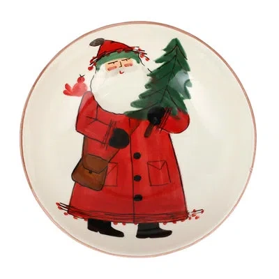 Vietri Old St. Nick Medium Serving Bowl In Black,green,brown,white