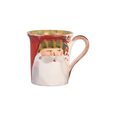 Vietri Old St. Nick Mug - Striped In White;green;red