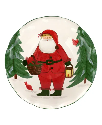 Vietri Old St. Nick Pedestal Fruit Bowl In Red