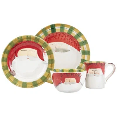 Vietri Old St. Nick Red Hat Four-piece Place Setting In Red,white,green