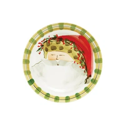 Vietri Old St. Nick Round Salad Plate - Animal Hat In Brown;green;red