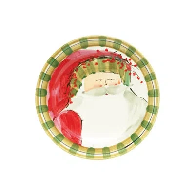 Vietri Old St. Nick Round Salad Plate - Striped Hat In White;green;red