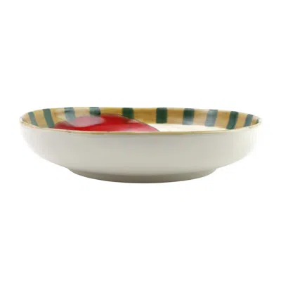 Vietri Old St. Nick Round Shallow Bowl W/ Train