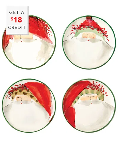 VIETRI VIETRI OLD ST. NICK SET OF 4 ASSORTED CANAPE PLATES  WITH $18 CREDIT