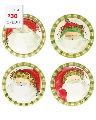 Vietri Old St. Nick Set Of 4 Assorted Round Salad Plates With $30 Credit In Multi