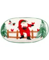 Vietri Old St. Nick Shallow Oval Bowl In Red