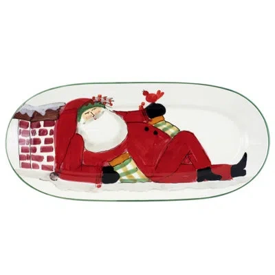 Vietri Old St. Nick Small Oval Platter In Red
