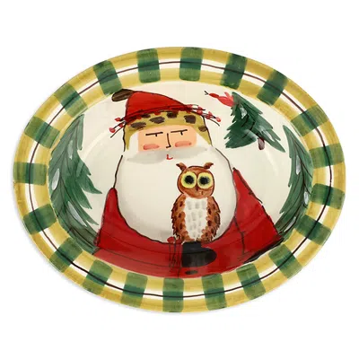 Vietri Old St. Nick Rimmed Oval Christmas Bowl In Multi
