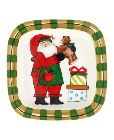 Vietri Old St. Nick Small Rimmed Square Platter In Red