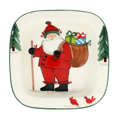 Vietri Old St. Nick Small Rimmed Square Platter With Gifts