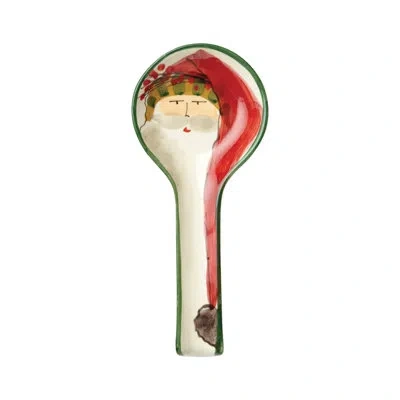 Vietri Old St. Nick Spoon Rest In Red,green,yellow,white