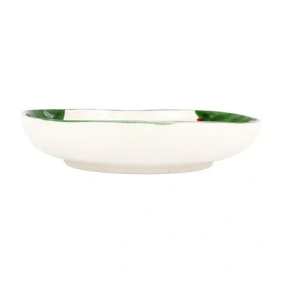 Vietri Old St. Nick Terra Bianca Serving Bowl In White;green;red