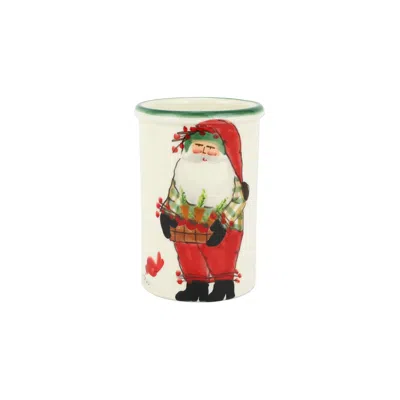 Vietri Old St. Nick Utensil Holder W/ Carrots In Multi
