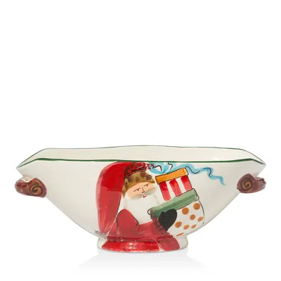 VIETRI OLD ST. NICK WITH PRESENTS HANDLED OVAL BOWL