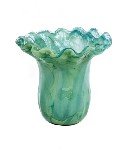 Vietri Onda 32 Oz. Glass Small Tulip Vase In Green