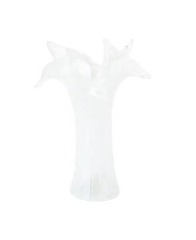 Vietri Onda 8 Oz. Glass Twisted Flower Vase In White