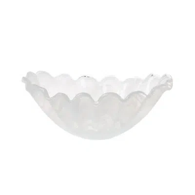 Vietri Onda Glass Abstract Serving Bowl In White