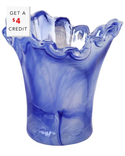 Vietri Onda Glass 7" Short Vase In Cobalt
