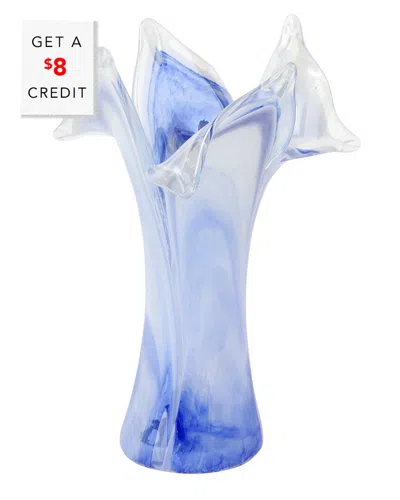 Vietri Onda Glass Cobalt Twisted Flower Vase In Blue