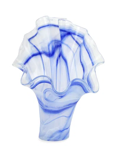 Vietri Onda Glass Fanned Vase In Blue
