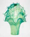 Vietri Onda Glass Fanned Vase In Green