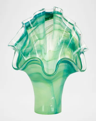 Vietri Onda Glass Fanned Vase In Green