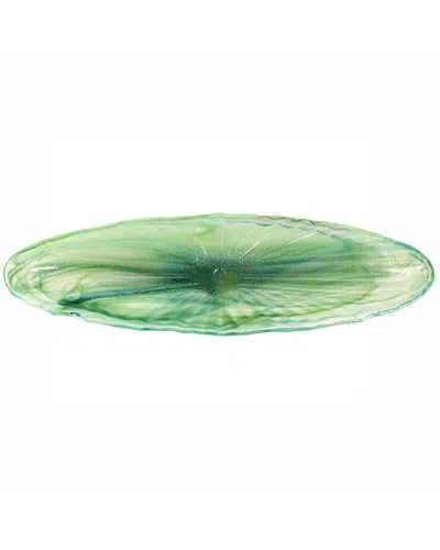 Vietri Onda Glass Green Long Oval Bowl