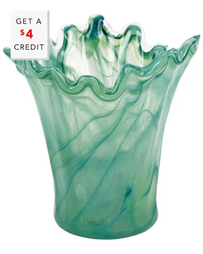 Vietri Onda Glass Short Vase In Green