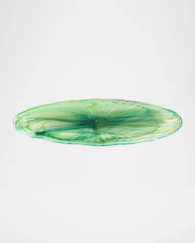Vietri Onda Glass Long Oval Bowl In Green