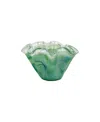 Vietri Onda Glass Petite Ruffled Bowl In Green
