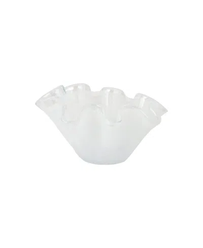 Vietri Onda Glass Petite Ruffled Bowl In White