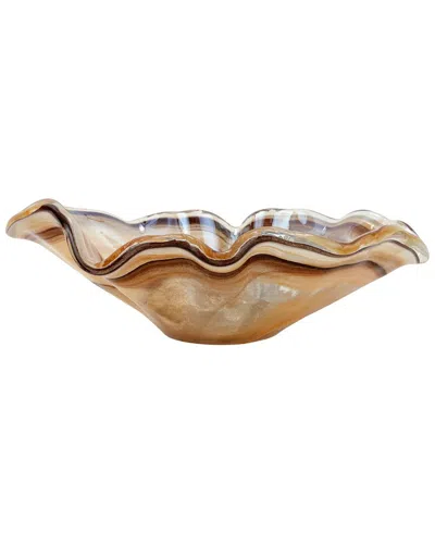 Vietri Onda Glass Tortoiseshell Large Bowl In Brown
